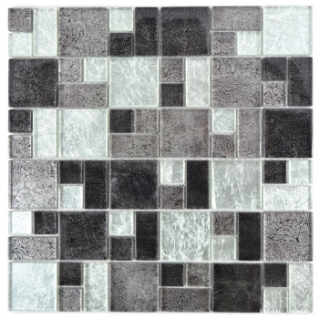Hand-painted mosaic tile Translucent black combination glass mosaic Crystal silver black structure MOS88-1703_m
