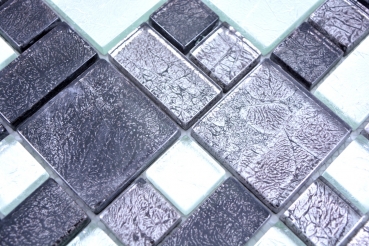 Hand-painted mosaic tile Translucent black combination glass mosaic Crystal silver black structure MOS88-1703_m