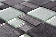 Hand-painted mosaic tile Translucent black combination glass mosaic Crystal silver black structure MOS88-1703_m