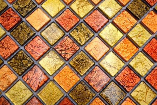 Glass mosaic gold orange mosaic tile texture tile backsplash kitchen shower wall MOS120-7414