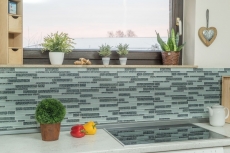 Glass mosaic rods mosaic tiles tile backsplash white gray anthracite flowers MOS86-8CFL