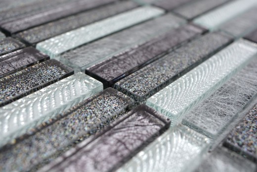 Glass mosaic rods Mosaic tiles Tile backsplash glitter silver anthracite MOS87-STDS