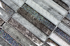 Hand-painted mosaic tile Translucent rods Glass mosaic Crystal Day silver MOS87-STDS_m