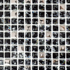 Mosaic tile Translucent black silver Glass mosaic Crystal EP black silver MOS92-1099_f | 10 mosaic mats