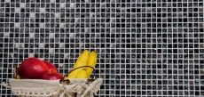 Glass mosaic mosaic tile black silver stainless steel quarry glass tile splashback kitchen splashback - MOS92-1099