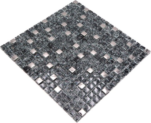 Glass mosaic mosaic tile black silver stainless steel quarry glass tile splashback kitchen splashback - MOS92-1099