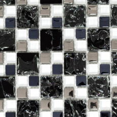 Hand-painted mosaic tile Translucent black silver Combination glass mosaic Crystal EP black clear silver MOS88-k1499_m