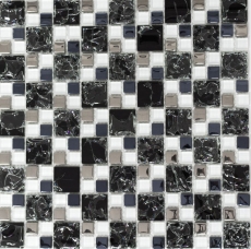 Glass mosaic mosaic tiles tile mirror white black silver fracture optics electroplated MOS88-k1499