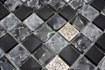 Mosaic tile Translucent gray black Glass mosaic Crystal Resin gray black silver frosted MOS92-0333_f | 10 mosaic mats