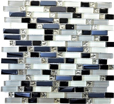 Mosaic tile Translucent white gray black composite glass mosaic Crystal EP white gray black MOS87-IL007_f | 10 mosaic mats