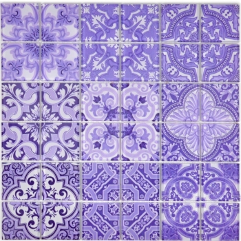 Hand-painted retro vintage mosaic tile Translucent purple glass mosaic Crystal ITALY MOS68-Retro-I_m