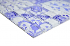 Retro vintage mosaic tile translucent blue glass mosaic Crystal Design blue MOS88-Retro-33_f | 10 mosaic mats