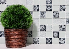 Glass mosaic retro vintage ornaments mosaic tile backsplash white MOS78B-0103