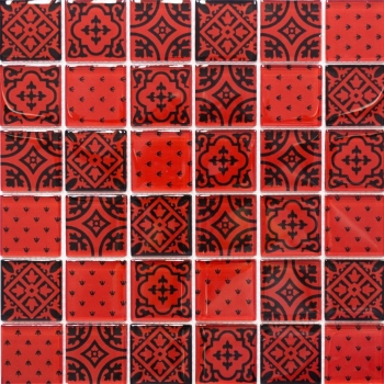 Glass mosaic retro vintage ornaments mosaic tile look red MOS78B-0902