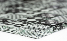 Hand-painted retro vintage mosaic tile Translucent white glass mosaic Crystal optic black MOS88-8OP5_m