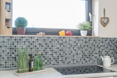 Glass mosaic retro vintage ornaments mosaic tiles tile backsplash white optics black MOS88-8OP5