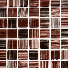 Hand-patterned mosaic tile Translucent streaky brown Glass mosaic Crystal streaky brown MOS64-1309_m