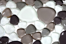 Hand-painted mosaic tile Translucent beige brown Pebble Glass mosaic Crystal clear beige brown MOS94-PG66_m