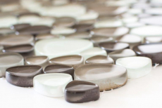 Hand-painted mosaic tile Translucent beige brown Pebble Glass mosaic Crystal clear beige brown MOS94-PG66_m