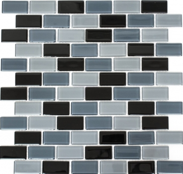 Mosaic tile Translucent black Brick Glass mosaic Crystal black MOS66-0208_f | 10 mosaic mats