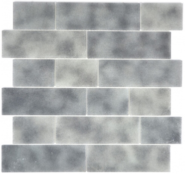 Hand-painted mosaic tile translucent gray masonry bond Grigio MOS68-0259L_m