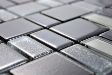 Glass mosaic mosaic tiles Tile backsplash gray anthracite black combination iridescent MOS68-035B