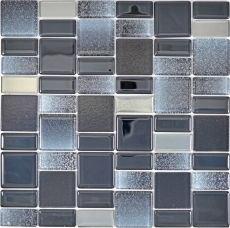 Glass mosaic mosaic tiles Tile backsplash gray anthracite black combination iridescent MOS68-035B