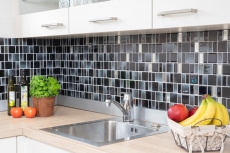 Glass mosaic mosaic tiles Tile backsplash gray anthracite black combination iridescent MOS68-035B