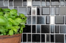 Glass mosaic mosaic tiles Tile backsplash gray anthracite black combination iridescent MOS68-035B