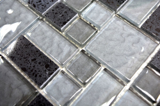 Hand pattern mosaic tile translucent composite black combination glass mosaic Crystal Artificial black MOS88-K989_m