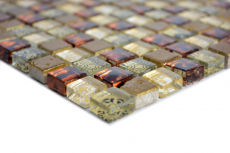 Hand-painted mosaic tile Translucent beige Glass mosaic Crystal resin look beige red MOS92-1212_m