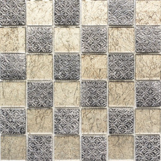 Hand-painted mosaic tile Tile backsplash Translucent champagne black Glass mosaic Crystal resin look MOS78B-0702_m