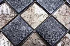 Hand-painted mosaic tile Tile backsplash Translucent champagne black Glass mosaic Crystal resin look MOS78B-0702_m