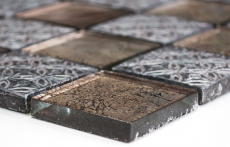 Hand-painted mosaic tile Tile backsplash Translucent champagne black Glass mosaic Crystal resin look MOS78B-0702_m