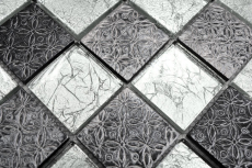 Hand-painted mosaic tile Tile backsplash Translucent silver Glass mosaic Crystal Resin optic silver MOS88-8OP6_m