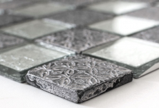 Hand-painted mosaic tile Tile backsplash Translucent silver Glass mosaic Crystal Resin optic silver MOS88-8OP6_m