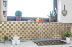 Glass mosaic gold mosaic tile resin look tile backsplash kitchen shower wall MOS88-8OP7
