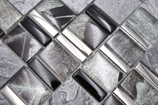 Marble glass mosaic mosaic tiles gray light gray anthracite silver kitchen wall tile mirror bathroom WC - MOS88-0210