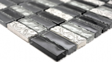 Rectangular mosaic tiles glass mosaic rods resin artificial stone gray black silver kitchen splashback bathroom wall WC - MOS87-03108