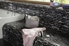 Glass mosaic rods mosaic tiles stainless steel black silver MOS86-0302