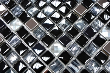 Glass mosaic natural stone mosaic tile stainless steel black tile backsplash kitchen tile bathroom - MOS92-0304
