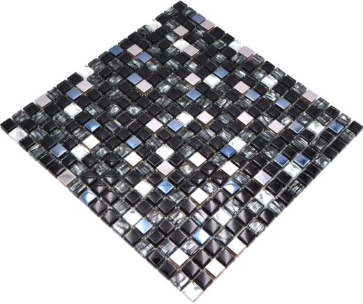 Glass mosaic natural stone mosaic tile stainless steel black tile backsplash kitchen tile bathroom - MOS92-0304