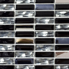 Hand-painted mosaic tile Translucent stainless steel black rods Glass mosaic Crystal steel black glass MOS87-0301_m