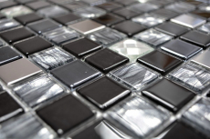 Mosaic tiles stainless steel glass mosaic anthracite silver black mosaic tile MOS63-CM-426