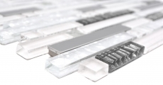 Glass mosaic rods mosaic tiles stainless steel white silver MOS86-0104