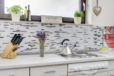 Glass mosaic rods mosaic tiles stainless steel white silver MOS86-0104