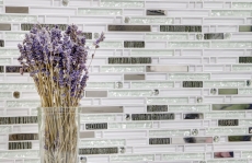 Glass mosaic rods mosaic tiles stainless steel white silver MOS86-0104