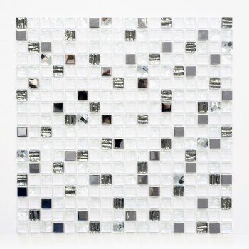Glass mosaic mosaic tile stainless steel white backsplash kitchen tile bathroom tile - MOS92-0107
