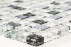 Glass mosaic mosaic tile stainless steel white backsplash kitchen tile bathroom tile - MOS92-0107
