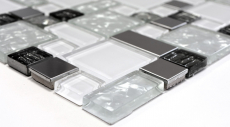 Mosaic tile translucent stainless steel white combination glass mosaic Crystal steel white glass MOS88-01699_f | 10 mosaic mats